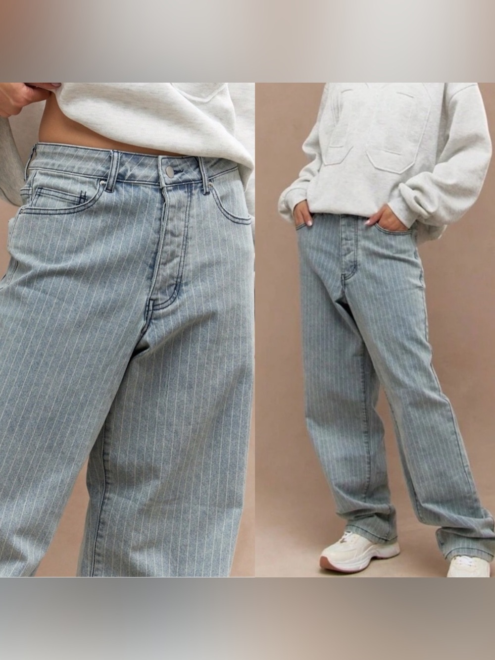Missguided Light Blue Pinstripe Jeans Straight Leg Jeans Relaxed Denim 30 - Picture 13 of 13